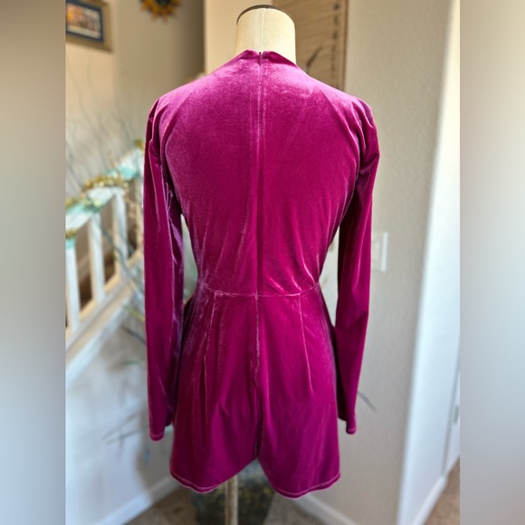 Candies Magenta Pink Velvet Romper - Picture 12 of 12